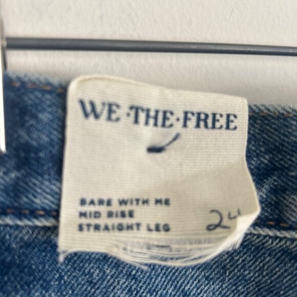 We The Free Free People Bare With Me Patchwork Straight Leg Denim Jeans 24 - Picture 11 of 16